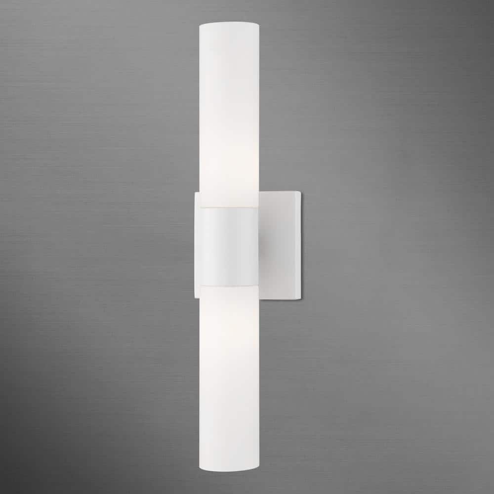 Textured White 2-Light Chrome Vanity Sconce