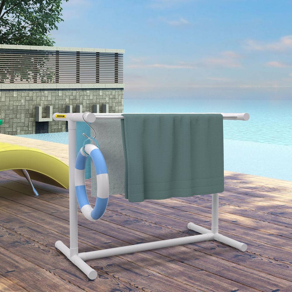 Matte White Freestanding PVC Towel Rack with 5 Holders