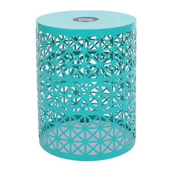 Sudzendf Blue Cylindrical Iron Outdoor Side Table 1-Piece