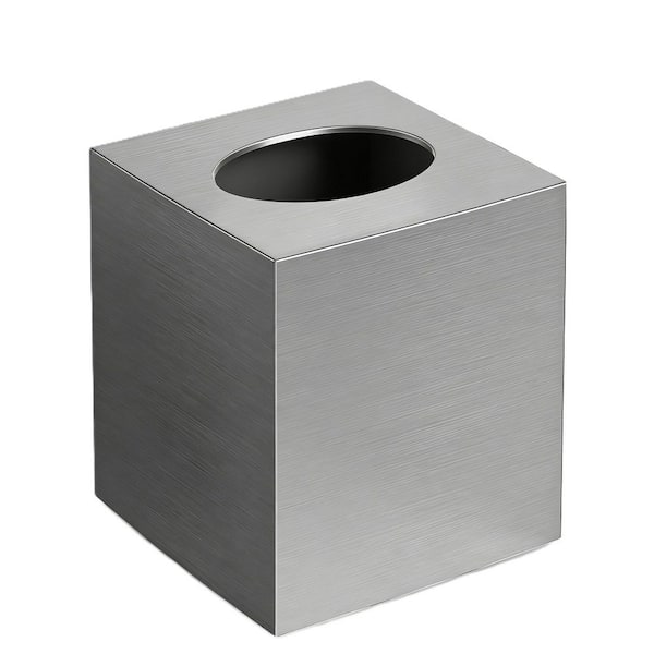 Square Modern Facial Acrylic Tissue Box Cover in Silver, Napkin Dispenser Accessories for Bathroom, Bedroom, Office