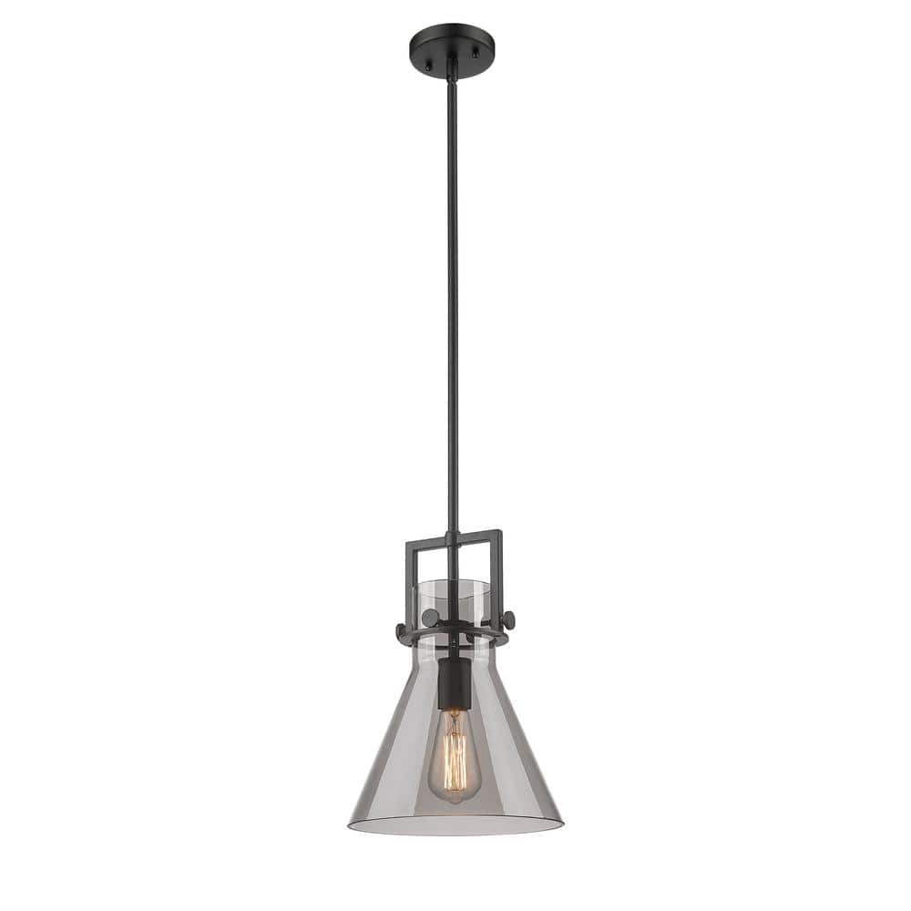 Matte Black and Smoke Glass Mini Pendant Light