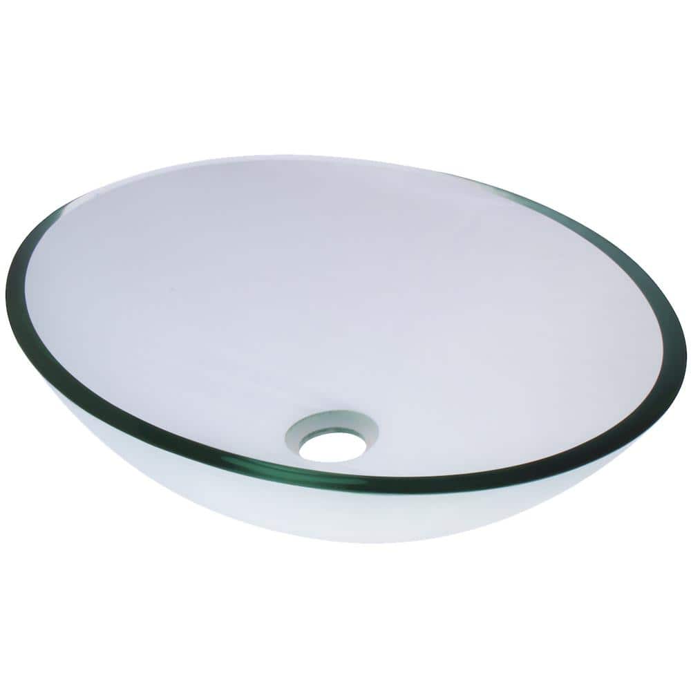 Clear Oval Glass Above-Counter Vessel Sink