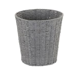 Freestanding Woven Paper Rope Waste Basket in Gray
