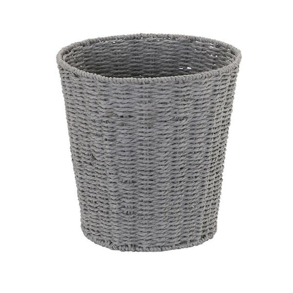 HOUSEHOLD ESSENTIALS Freestanding Woven Paper Rope Waste Basket in Gray