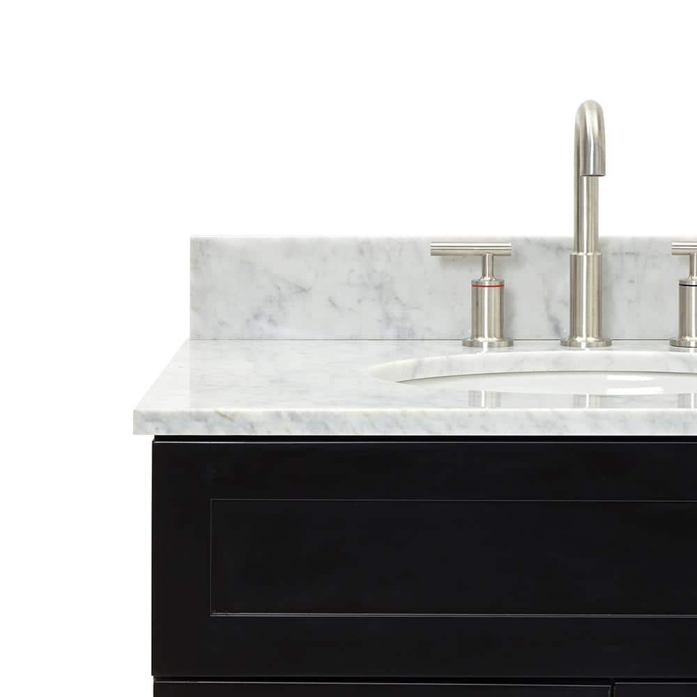 Hamlet 31" Black Wood Vanity with Carrara Marble Top