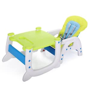 Blue Green Multipurpose Adjustable Plastic Highchair Children's dining chair with Feeding Tray and Safety Buckle