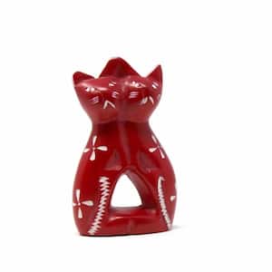 Red Lovey Cats Soapstone Sculpture