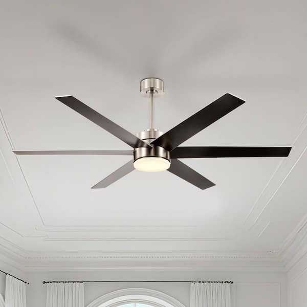 Edvivi 62 in. Brushed Nickel Integrated LED 6-Speed Color Changing