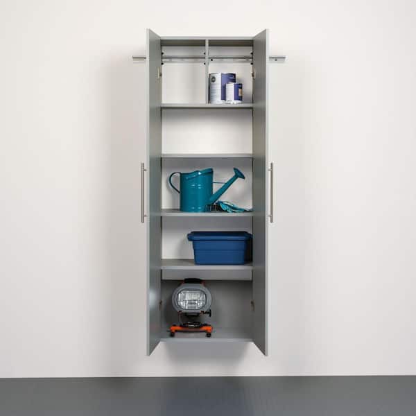 HangUps Collection Manufactured Wood 4-Shelf Wall Mounted Garage Cabinet in Light Gray (24 in. W x 72 in. H x 12 in. D)