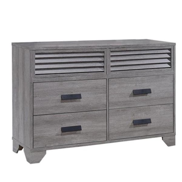 Benjara Gray 6-Drawer 17 in. Dresser Without Mirror Wooden