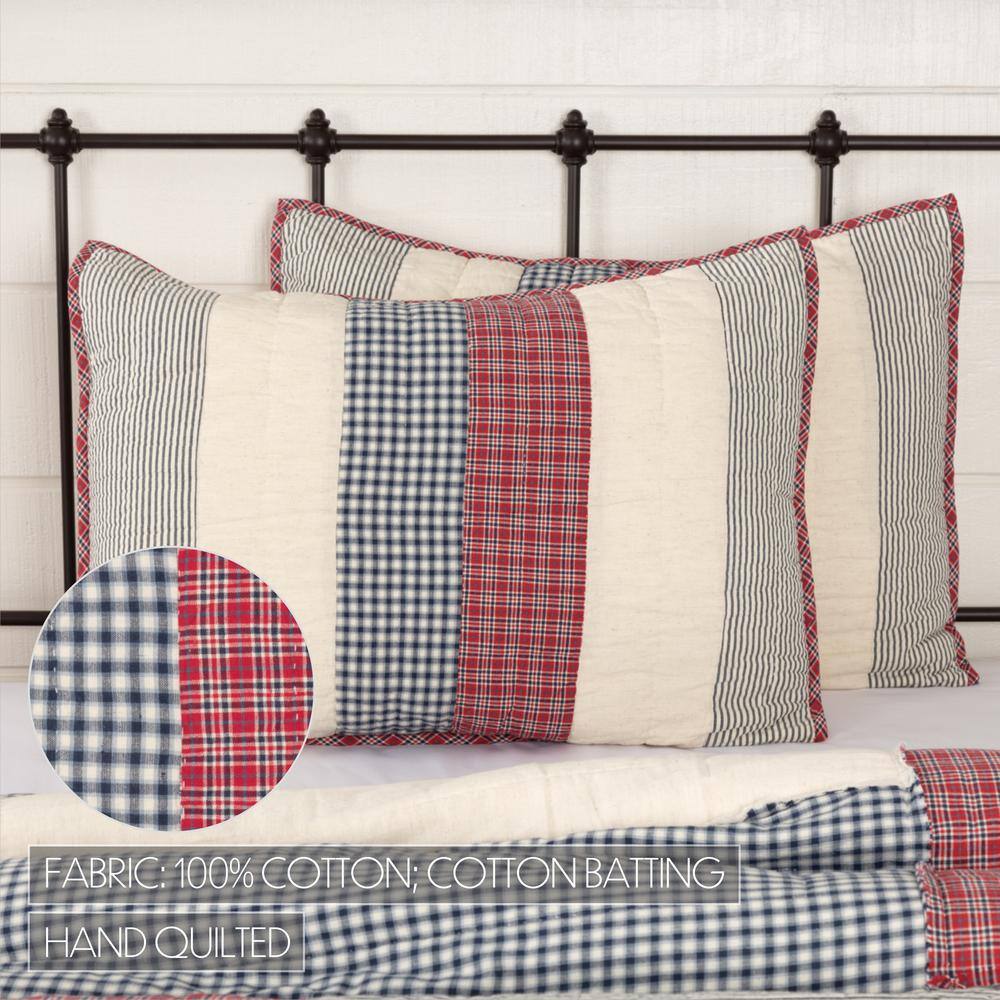 Hatteras Red and Blue Cotton Patchwork Standard Sham