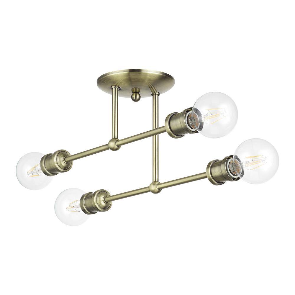 Delacroix 17 in. 4-Light Antique Brass Semi Flush Mount price history on PriceWatchPro