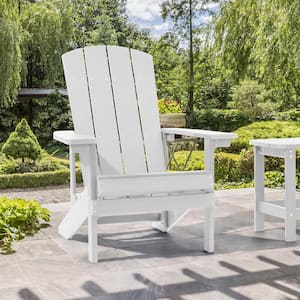 White Weather Resistant HIPS Plastic Adirondack Chair for Outdoors (1-Pack)