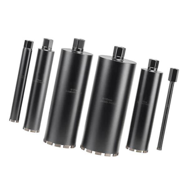 Core Drill Bit, 6 Pieces, 1/2/3/4/5/6 in. Diameter, 14 in. Depth, 1-1/4 in.-7 Thread, Wet Diamond Core for Concrete