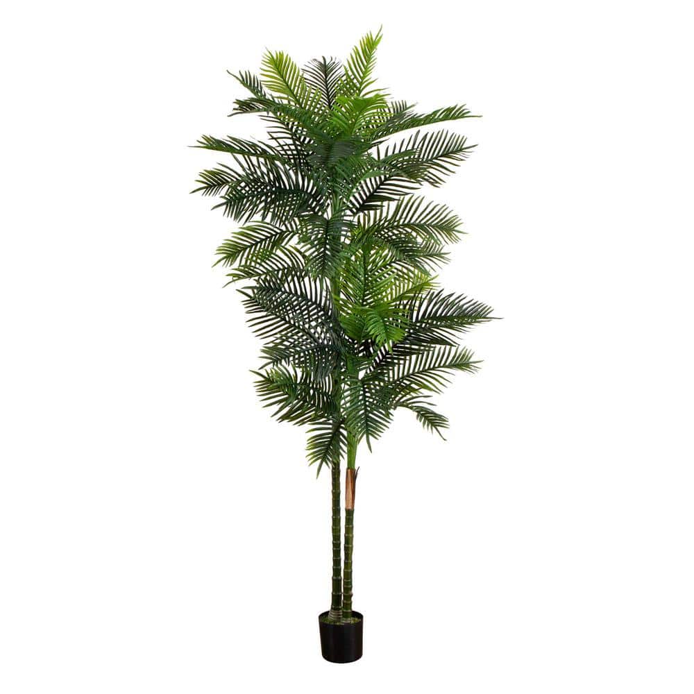 Nearly Natural 9 ft. UV Resistant Artificial Double Robellini Palm Tree ...