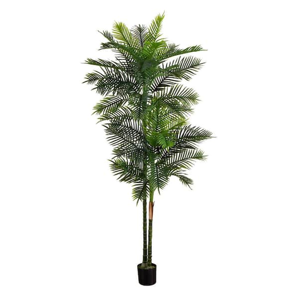 Nearly Natural 9 ft. UV Resistant Artificial Double Robellini Palm Tree (Indoor/Outdoor)