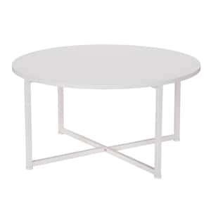 Jamestown 31.5 in. Scandinavian White Round Particle Board Coffee Table