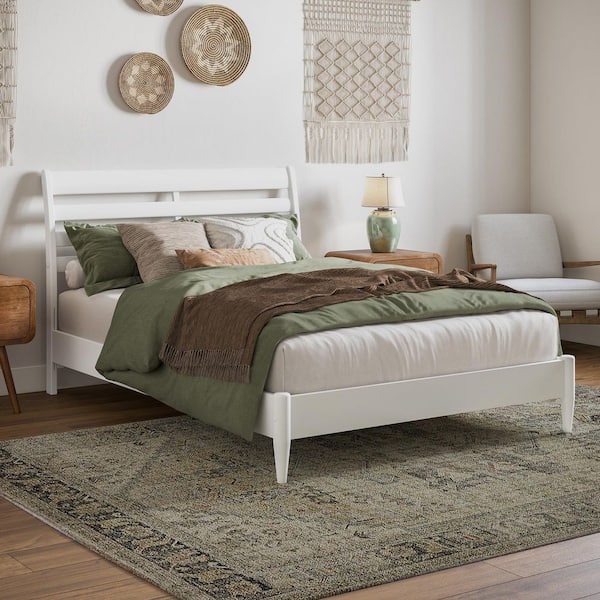 AFI Savannah White Solid Wood Frame Full Low Profile Platform Bed