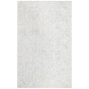 Abstract Ivory/Light Blue 4 ft. x 6 ft. Rustic Distressed Area Rug
