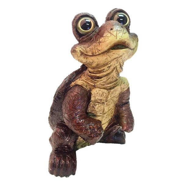 Toad Hollow 14-1/2 in. Standing Turtle Home and Garden Statue