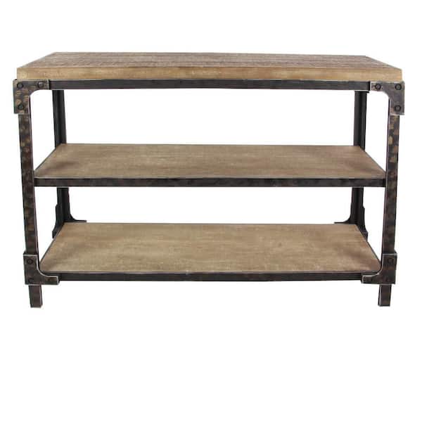Litton Lane 48 in. Brown Rectangle Wood Industrial Console Table