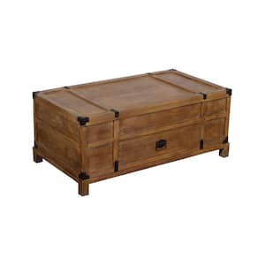 44 in. Brown Large Rectangle Wood Coffee Table with Lift Top