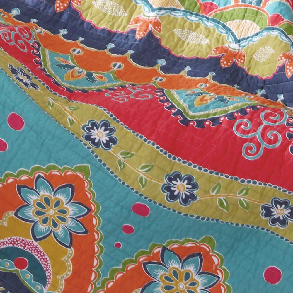 Amelie Multicolor Cotton Quilted Reversible Throw