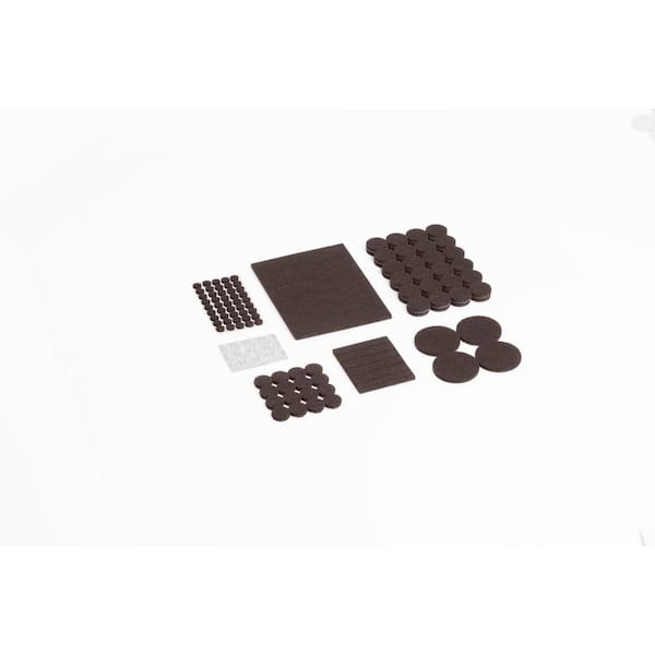 SUPER SLIDERS Assorted Brown Heavy-Duty Bumpers and Felt Pads (130-Pack)