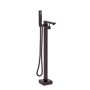 1-Handle Freestanding Tub Faucet with Hand Shower in Oil-Rubbed Bronze