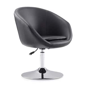 Hopper Black and Polished Chrome Faux Leather Adjustable Height Chair