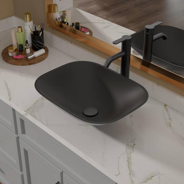 LORDEAR 18 in. W x 14 in. H Matte Black Topmount Rectangular
