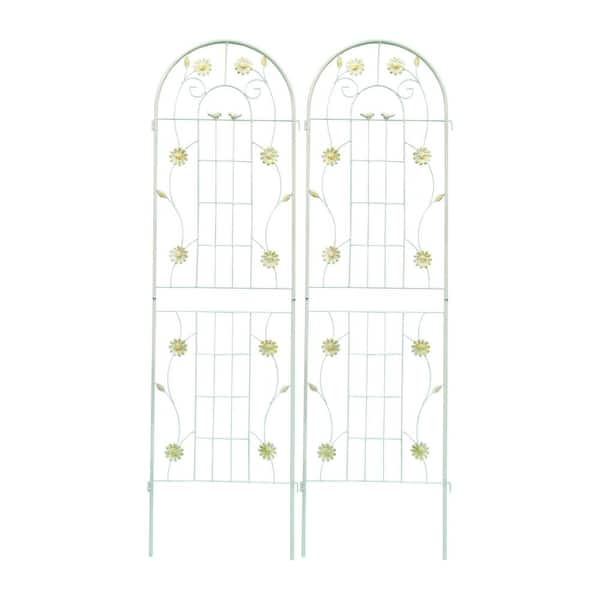 Otryad 71 in. Cream White Metal Garden Rustproof Trellis for Climbing Plants, Wedding Ceremony Decorations (2-Pack)