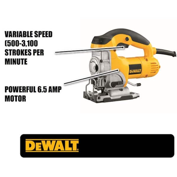 DEWALT 6.5 Amp Corded Variable Speed Jig Saw Kit with Kit Box DW331K The  Home Depot