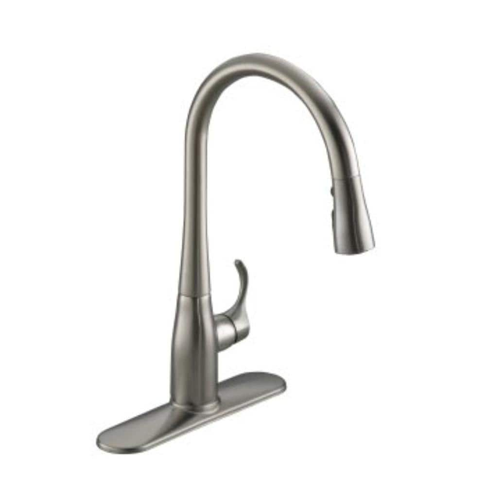 KOHLER Simplice Single Handle Pull Down Sprayer Kitchen Faucet In   Vibrant Stainless Kohler Pull Down Kitchen Faucets K R596 Sd Vs 64 1000 