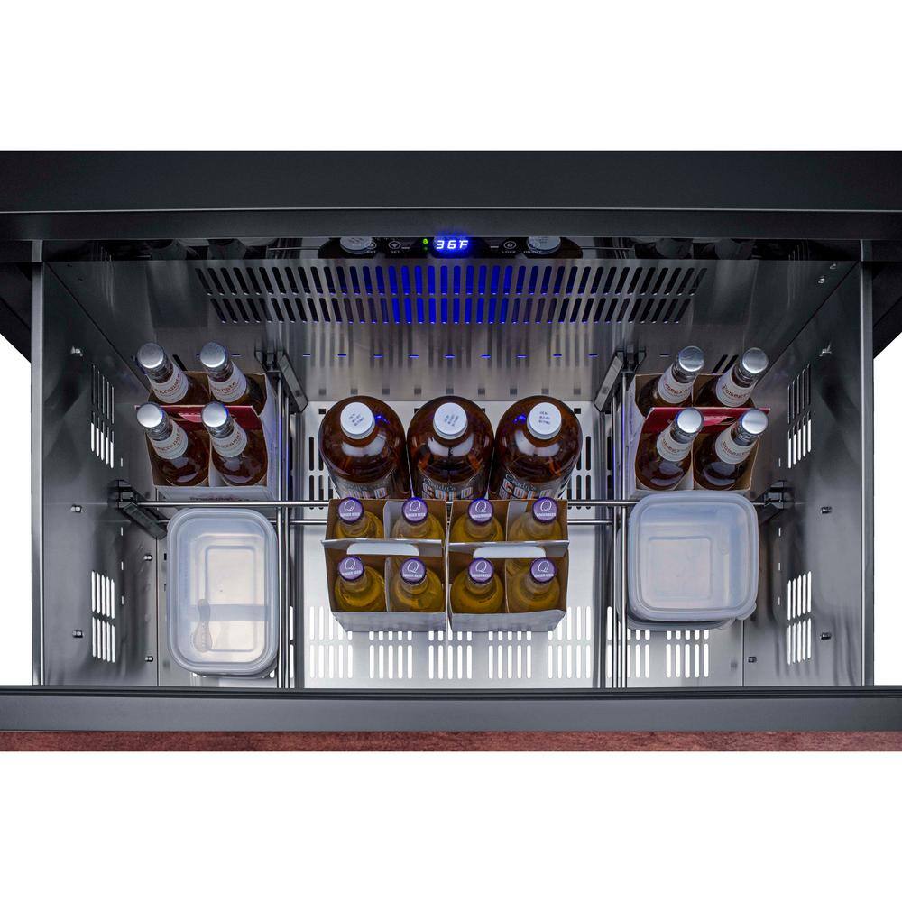 36" Wide Panel Ready 2-Drawer All-Refrigerator in Dark Wood Finish