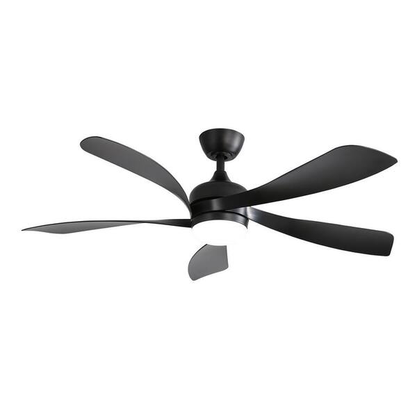 Jushua 52 in.Indoor Black Low Profile Ceiling Fan with Lights