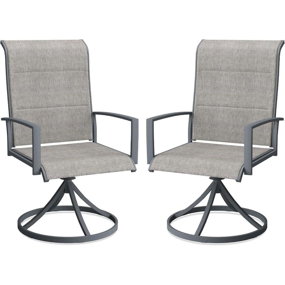 2-Piece Outdoor Patio Swivel Dining Chairs with 360° Rotation and Metal Frame in Grey price history on PriceWatchPro