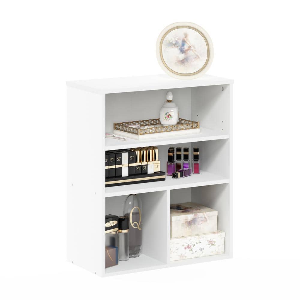 White Adjustable 4-Shelf Contemporary Wood Bookcase