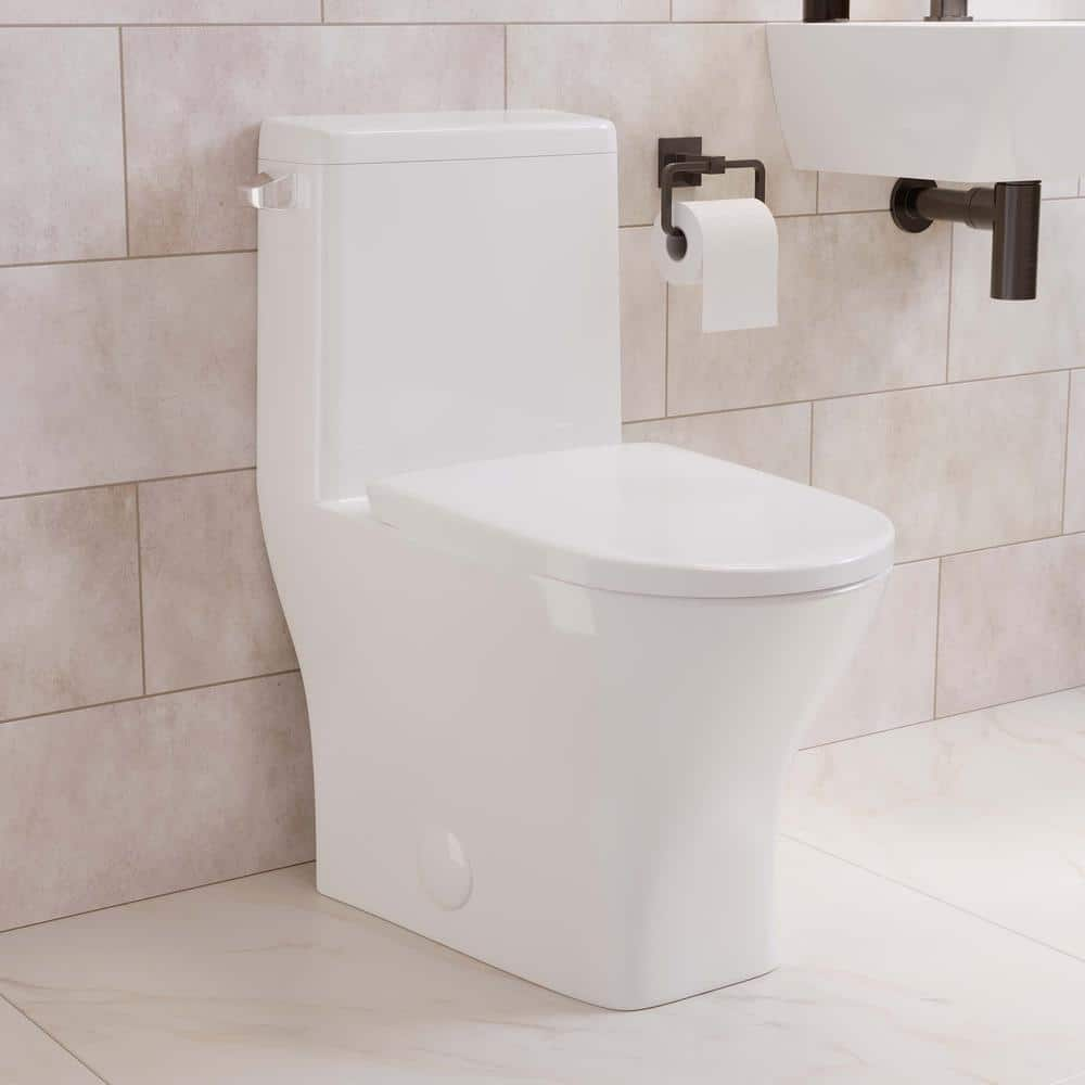 Swiss Madison Sublime II 1-Piece 1.28 GPF Single Flush Round Toilet in Glossy White, Seat Included