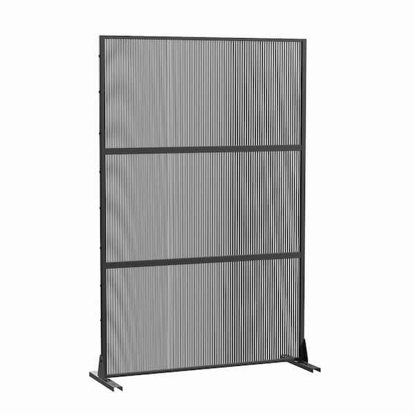 72 in. x 47 in. Outdoor Metal Privacy Screen Garden Fence for Courtyard and Swimming Pool in Black