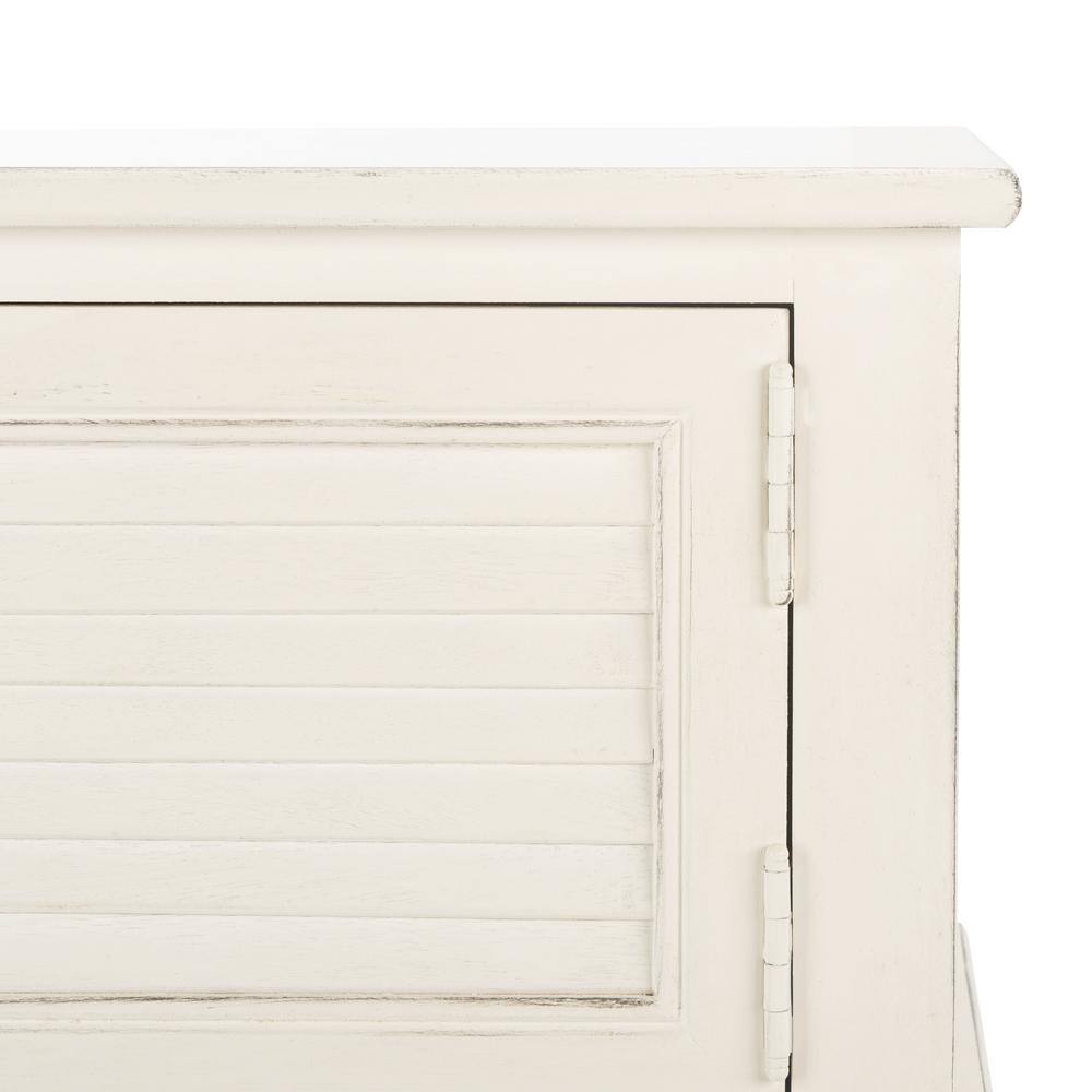 Distressed White Wood Hallway Table with Storage