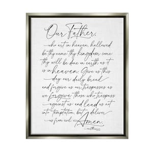 Our Father Reading Spiritual Scripture Design by Lettered and Lined Floater Frame Religious Art Print 31 in. x 25 in.