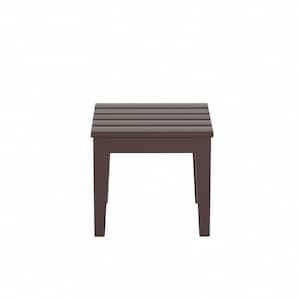Shoreside Dark Brown Square HDPE Plastic 18 in. Modern Outdoor Side Table