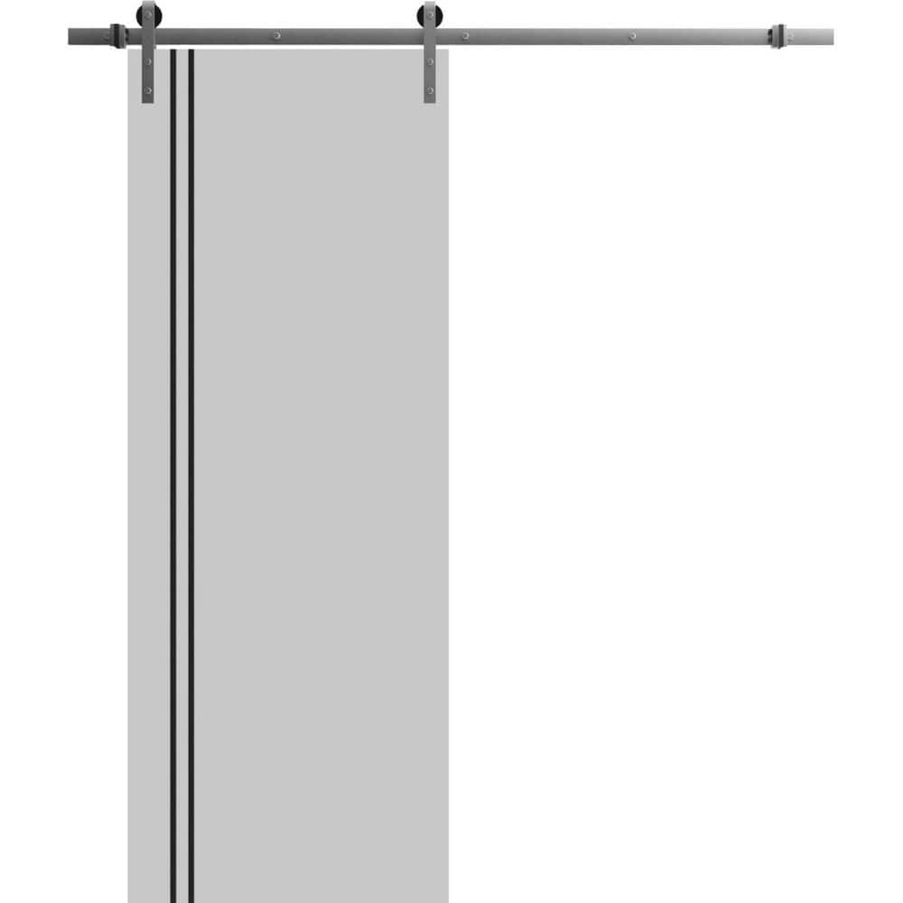 Assembly Required 36 in. x 96 in. 1-Panel Matte Grey Solid Wood with Honeycomb Sliding Barn Door with Hardware Kit price history on PriceWatchPro