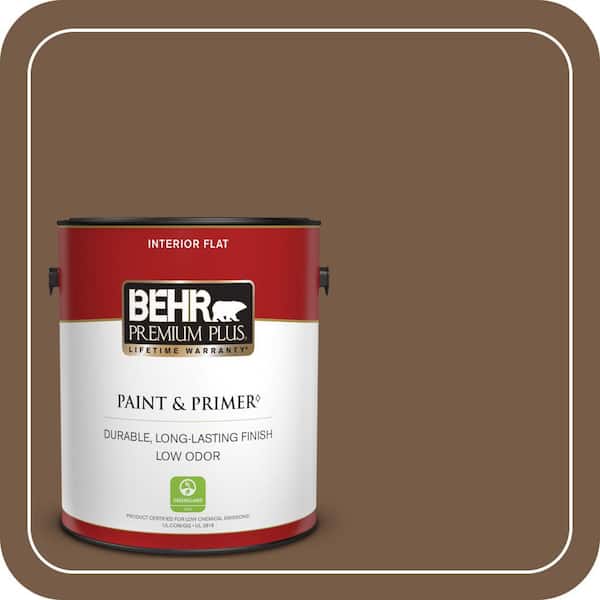 BEHR PREMIUM PLUS 1 gal. #N250-7 Mission Brown Flat Low Odor Interior Paint & Primer