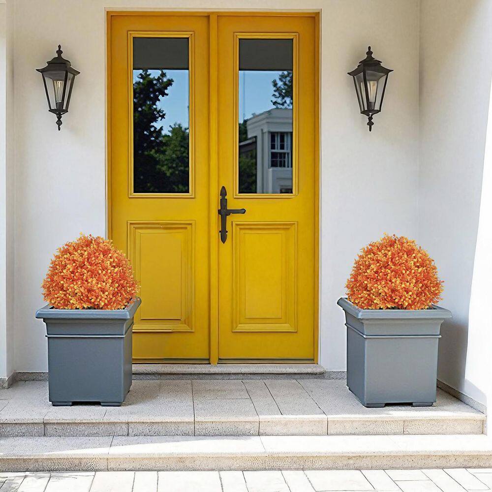 2 ft. Artificial Topiary Tree Autumn Boxwood Decorative Ball Tree in Pot 2-Pack