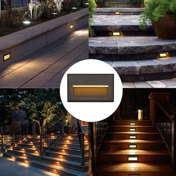 Adrinfly - 6-Pack Die-Cast Aluminum Low Voltage LED Landscape Deck Light 3-Watt 49LM 12-Volt Outdoor Step Stair Lighting