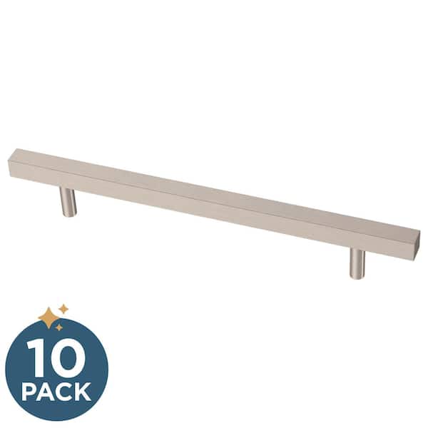 10-Pack Simple Square Bar 6-5/16 in. (160 mm) Modern Cabinet Drawer Pulls in Stainless Steel