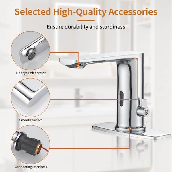 GOESMO Touchless Bathroom Faucet 3 Holes 2 Handles Temperature Water Flow Control Induction/Auto - View #9