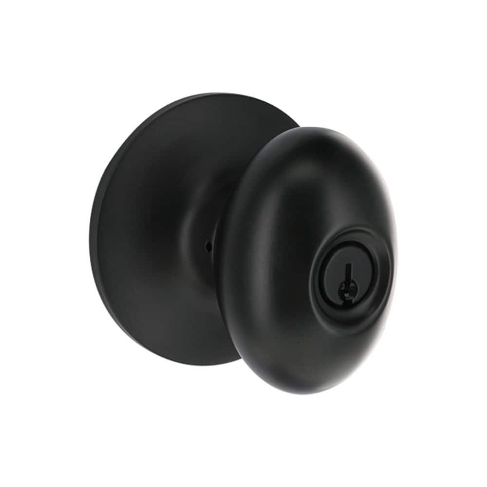 Defiant Oval Matte Black Keyed Entry Door Knob 32TYLX900B - The Home Depot